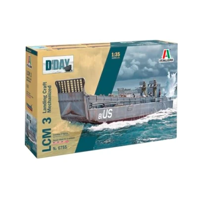 Image of Italeri 6755 1:35 LCM 3 (Landing Craft Mechanized) Model Building Kit, Standing Building, Crafts, Hobby, Gluing, Plastic Military Kit