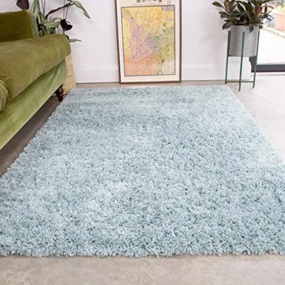 Image of Duck Egg Thick Shaggy Rug Duckegg Blue Plush Affordable Super Soft Fluffy Shag Rugs Living Room Area Bedroom 200cm x 290cm