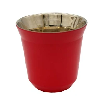 Image of Abcsea 1 Piece Stainless Steel Coffee Cup, Espresso Cups, Double Wall Thermally Insulated Capsule Red 80 ml
