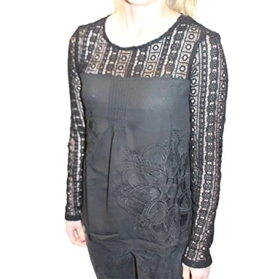Image of Desigual Women&#039;s Black &amp; White Elian Blouse XS UK 8