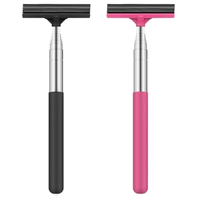 Image of 2 PCS Car Wing Mirror Squeegee Retractable Window Squeegee,Foldable Portable Cleaning Tool for Windows, Windshields, and Shower Doors(Black/Pink)