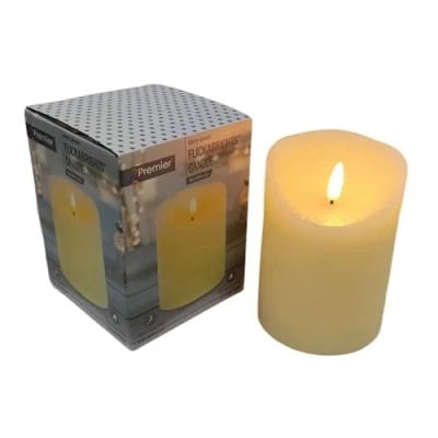 Image of Premier 13cm FLICKABRIGHT Battery Operated Warm White LED Pillar Candle