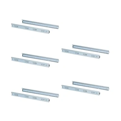 Image of Emuca Set of full extension ball bearing runners/slides 45mm x 600mm for drawer, Pack 5, zinc plated steel