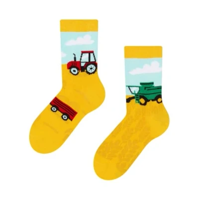 Image of Dedoles Unisex Socks for Women, Men &amp; Kids Cotton Funny Designs Football Bicycle Horses Plants Firefighter Gift Mismatched, Design: Farmer&#039;s Tractor, Colour: Yellow, Size: 6 8K UK