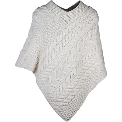 Image of WALKER AND HAWKES Ladies Supersoft Merino Wool Trentham Poncho Pearl