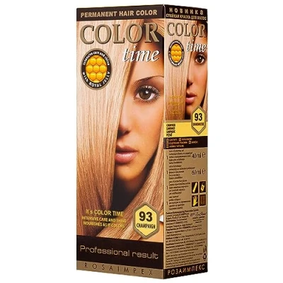 Image of Color TIME Permanent Gel Hair Dye Champagne 93 Enriched with Royal Jelly and Vitamin C Covers Gray 100 ML