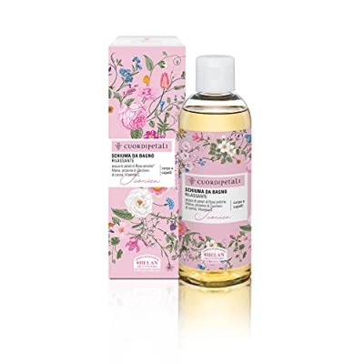 Image of Helan, Cuor di Petali, ICONICA, Natural and Delicate Shampoo Bubble Bath for Body Hair, Scented with Rose Petals, Mallow Vitamin C Relaxing Foam, 200 ml Made in Italy