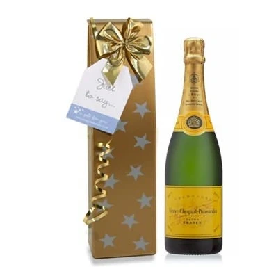 Image of Sparkling Direct Veuve Clicquot Champagne in Gift Bag with Message 75 cl
