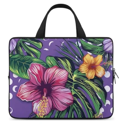Image of Laptop Shoulder Bag Computer Tropical Floral Pattern Messenger for Unisex, Pattern, 17&quot;