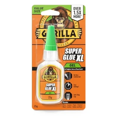Image of Gorilla Super Glue Gel XL, 25g All Purpose, Fast Setting &amp; Thicker, More Controlled Formula Ideal for Metal, Ceramics, Leather