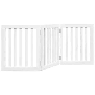 Image of vidaXL Dog Gate Foldable 3 Panels White 150 cm Poplar Wood