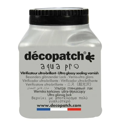 Image of Décopatch Ref VAUB180AO Aqua Pro Ultra Glossy Sealing Water Based Varnish Finish Can Protect Maché Item From Heat, Moisture &amp; Detergents 180ml Bottle