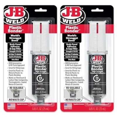 Image of J B Weld 50139 Plastic Bonder Body Panel Adhesive and Gap Filler Syringe Dries Black 25 ml (2)