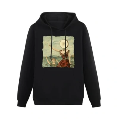 Image of xiugoulovestory Mens Neutral Milk Hotel Long Sleeve Hoody With Pocket Sweatershirt, Hoodie Black L