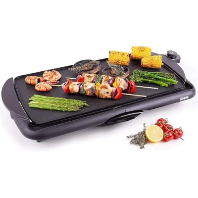 Image of Duronic Teppanyaki Grill GP20 Electric BBQ Grill, Plate, Indoor Grilling for Dinner Parties, Griddle, Large Non Stick Table Top Easy Clean Hot Plate 52x27cm
