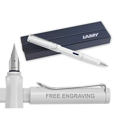 Image of Personalised Lamy Safari white Fountain Pen Gift boxed Choose with or without Engraving Model 019 (Fine Nib)