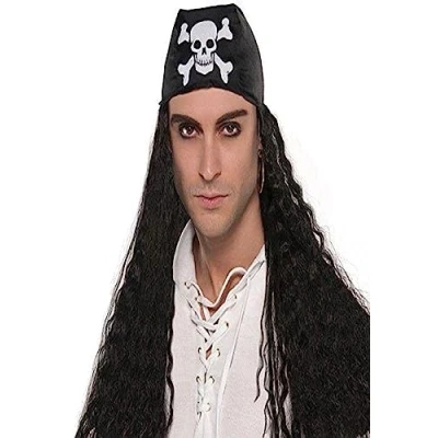 Image of Amscan 841743 55 Black Pirate Bandana Wig