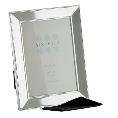 Image of Sixtrees Jenkins Embossed Silver Plated 5 x 7 inch Photo Frame. Complete with Microfibre Polishing Cloth.