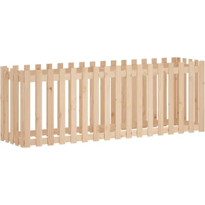 Image of vidaXL Garden Raised Bed with Fence Design 200x50x70 cm Solid Wood Pine