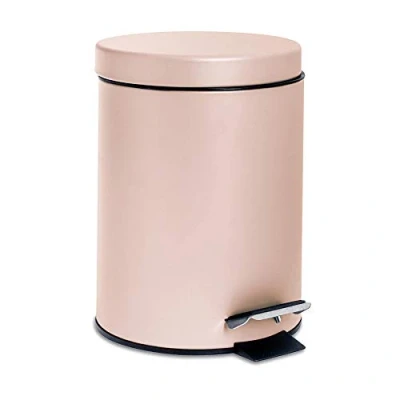 Image of Pink Matt 3L Round Stainless Steel Bathroom Pedal Bin By Harbour Housewares