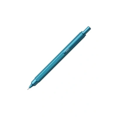 Image of RHODIA 9396C scRipt Mechanical Pencil Hexagonal Body in Brushed Aluminium Turquoise for Standard 0.5 mm Graphite Leads, Retractable Steel Barrel, Eraser Under the Pusher Collection