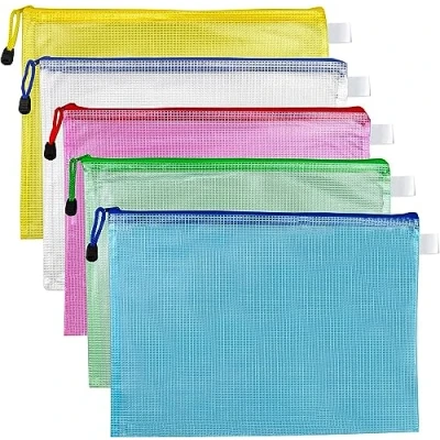 Image of A4 5 Pcs Plastic Wallets File Folder Document Zipper Bags Zip Bag