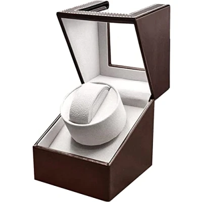 Image of DRAIGERWAY Automatische Uhrenbeweger Box Single PU Leder Uhrengehäuse mit leisem Motor Batteriebetrieb Oder Netzteil für Automatikuhren, Braun dgw, Luxurious