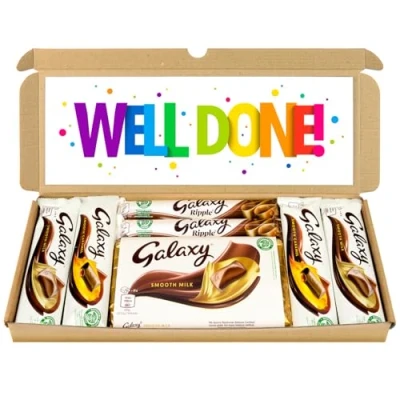 Image of Chocolate Hamper Letter Box Gift Selection Fullsize Galaxy bars Ideal Gifts For Women, Men, Kids (Well Done, Full Size)
