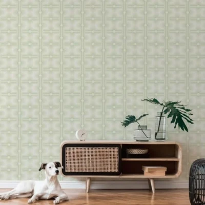 Image of A.S. Création Retro 70&#039;s Panel Wallpaper Green/Cream Chic 395331 8.50m x 0.53m Paste The Wall