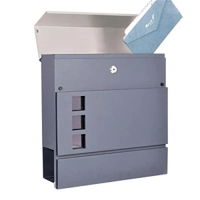 Image of DWD® Postbox, Sleek Modern Wall Mounted Lockable Large post Letter Box,3 Windows, Lift up Flap, Easy to Install, Trendy Anthracite Grey with Newspaper Slot, Weather Resistant Concealed slot