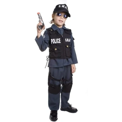 Image of Dress Up America Deluxe Children&#039;s SWAT Police Officer Costume Set