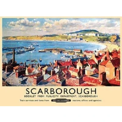 Image of Inga Scarborough railway advertising SIGN reproduction vintage METAL plaque TIN 8x12 inches