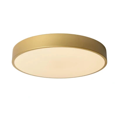 Image of Unar Modern Flush Ceiling Light Ø 39.5cm LED Dim. 1x24W 2700K 3 StepDim Matt Gold, Brass