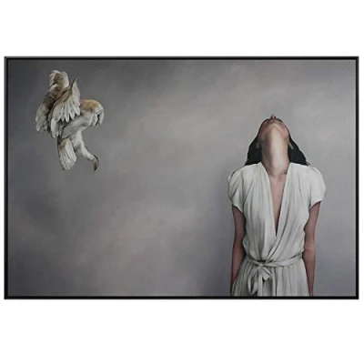 Image of HERWS Big Poster Modern Woman In White Dress Canvas Painting Posters Print Unique Minimalist Wall Art Pictures For Living Room Bedroom Cafe Kitchen Home Decoration