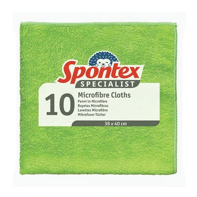 Image of Spontex Specialist 10 Microfibre Cloths, 38 x 40cm Cleaning Cloths