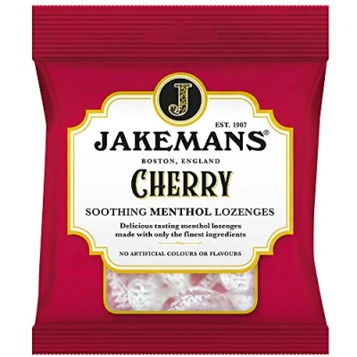 Image of Jakemans Cherry Soothing Menthol Sweets 73 g Pack of 2 Suitable for Vegetarians