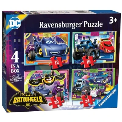 Image of Ravensburger Batman Batwheels Jigsaw Puzzles for Kids Age 3 Years Up 4 in a Box (12, 16, 20, 24 Pieces) Educational Toys and Games Children