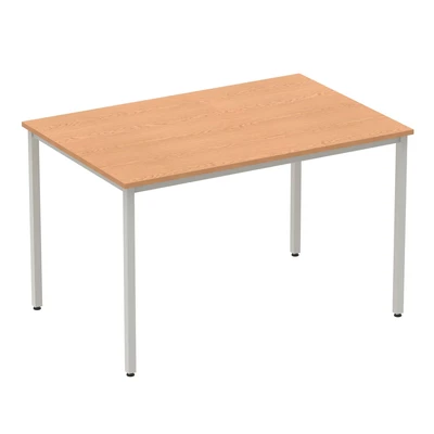Image of Impulse 1200mm Straight Table Oak Top Silver Box Frame Leg