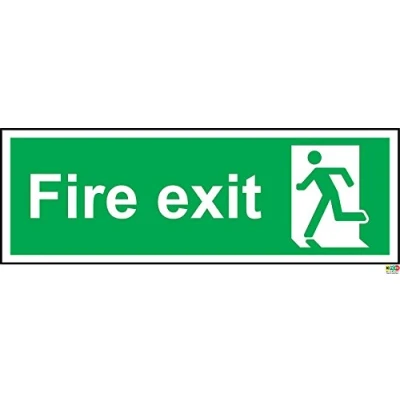 Image of Fire exit Safety Sign Running Man Left 1.2mm Rigid Plastic 300mm x 100mm