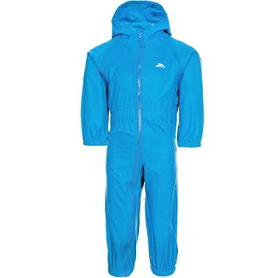 Image of Trespass Waterproof Button Unisex Outdoor Hooded Rain Suit, Blue (Bleu Cobalt), 6 12 months