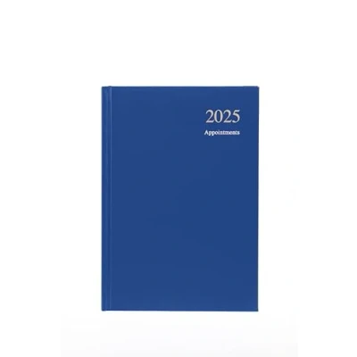Image of Collins Essential 2025 Business Diary A5 Day to a Page with Appointments Planner Leathergrain Hardback Cover Blue ESSA51A.60 25