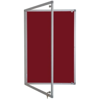 Image of Tamperproof Lockable Noticeboard Class 1 Aluminium Framed 900mm x 600mm, Burgundy