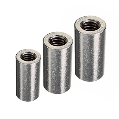 Image of DOJA Industrial Threaded Sleeve M6 Pack 30 Round Connector Nuts Pipe Reducer with Internal Thread Fitting Plumbing Fittings Coupling nut for Bolts and Metal bar Rod