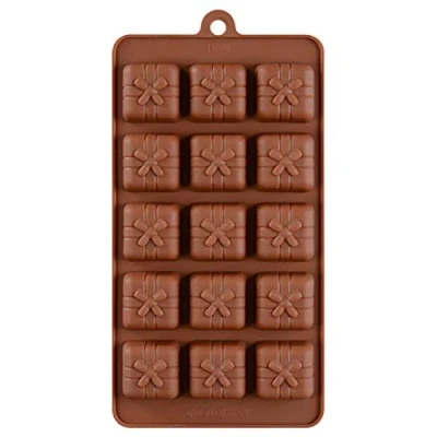 Image of Selecto Bake 15 Cavity Christmas Silicone Mould Gift Box Shaped Non Stick Cake Decoration Chocolate Molds Candy Baking Mold for Brownie, Jello, Truffle, Soap