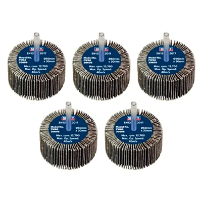 Image of Sealey Abrasive Flap Wheel Ø60 x 30mm 60Grit Ø6mm Shaft Pack of 5