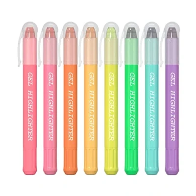 Image of Gel Highlighters, Feela 8 Assorted Colours Bible Highlighter Pens, No Bleed Dry Markers Study Kit, Great for Journaling, Highlighting and Studying