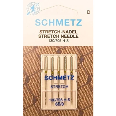 Image of SCHMETZ 5 stretch sewing machine needles (flat shank) 130/705 H S thickness 65/9