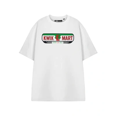 Image of Vanilla Underground The Simpsons Mens White Short Sleeve Graphic Tee Kwik E Mart 24 HRS Signage Crew Neck Casual T Shirt