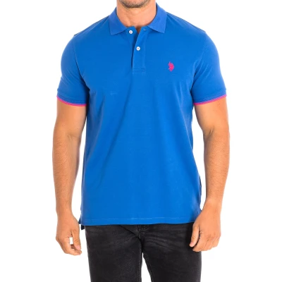 Image of US Polo Assn Mens LORN Short Sleeve with contrast lapel collar 62235 man Blue Cotton Size Medium