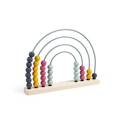 Image of Bigjigs Toys FSC® Certified Rainbow Abacus Eco Wooden for Kids &amp; Toddlers, 32 Food Grade Silicone Beads, Early Development Activity Toys, Quality Counting